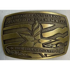 American Veterans Disabled For Life Memorial Courage Endures Brass Belt Buckle